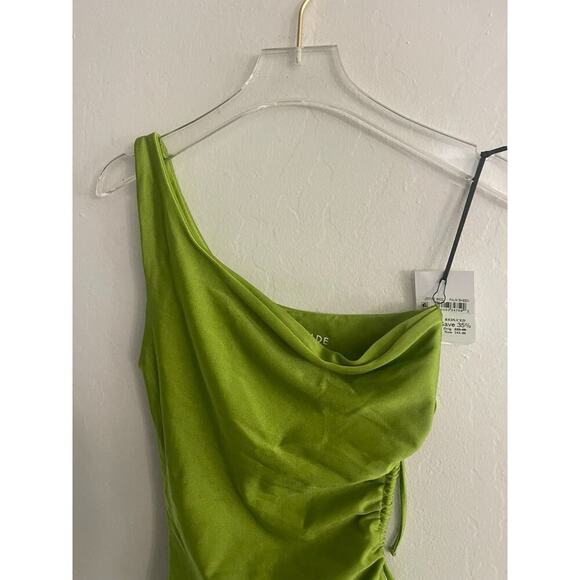 Jade Swim XS Sena One Shoulder Cutout One Piece Swimsuit Green Palm Sheen $220 - Picture 5 of 10